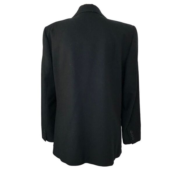 Talbots 100% Wool Made in USA Double Breasted Blazer Structured Size 10 Black - Picture 3 of 12